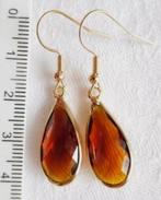 Cognackleurige druppel oorhangers (F78547), Sieraden, Tassen en Uiterlijk, Oorbellen, Ophalen of Verzenden, Nieuw, Glas, Hangers