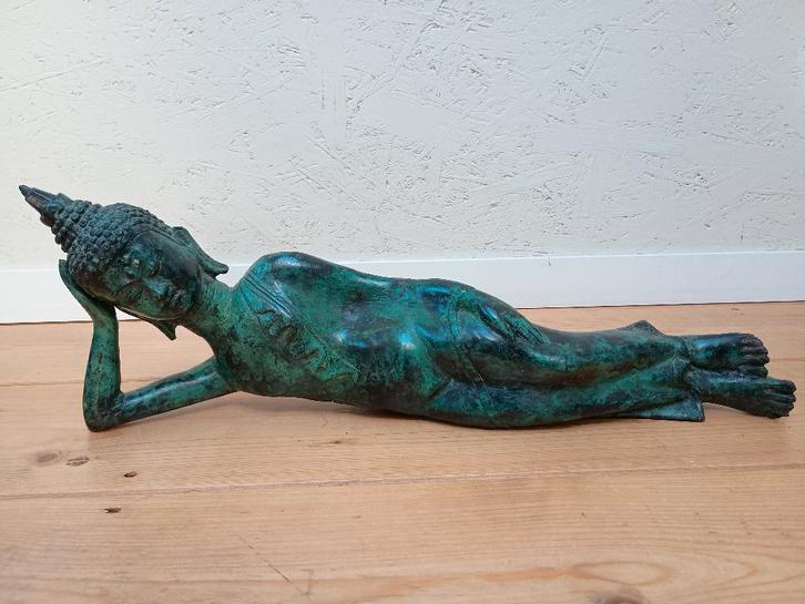 Bronzen liggende Boeddha – 55 cm, Huis en Inrichting, Woonaccessoires | Boeddhabeelden, Zo goed als nieuw, Ophalen of Verzenden