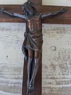 Houten kruis met koperen jezus, Antiek en Kunst, Ophalen