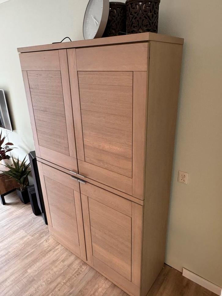 Moderne Massief eiken Kast met Greywash Look, Huis en Inrichting, Kasten | Wandmeubels, Gebruikt, 200 cm of meer, Minder dan 150 cm