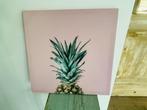 Ananas ananas. Roze afbeelding op linnen. Tropical style., Ophalen, Zo goed als nieuw