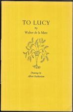 Walter de la Mare ~ To Lucy ~ The Ariel Poems nr. 33 ~ 1931, Verzenden, Gelezen, Fictie