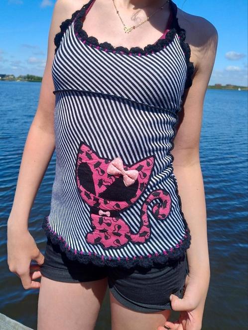 Starfish kitty kawaii gothic lolita emo rockabilly, Kleding | Dames, Tops, Zo goed als nieuw, Maat 34 (XS) of kleiner, Zwart, Zonder mouw