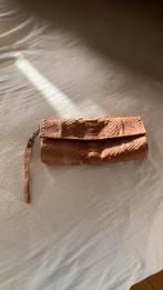 Leren clutch, Ophalen of Verzenden, Zo goed als nieuw, Beige, Avondtasje