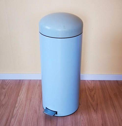 Brabantia, blauwe pedaalemmer, prullenbak 30 liter, Huis en Inrichting, Woonaccessoires | Prullenbakken, Gebruikt, Rvs, Minder dan 50 cm