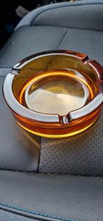 Vintage asbak  van amberkleurige glas, Ophalen of Verzenden