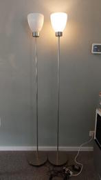 2x Ikea Svallis vloerlamp RVS met dimmer en glazen kap, Huis en Inrichting, Lampen | Vloerlampen, Ophalen, Zo goed als nieuw