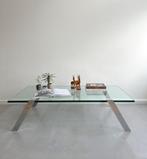 Salontafel minimalistisch design Lourens Fisher, glas/chroom, Ophalen, 100 tot 150 cm, Onbekend, 50 tot 100 cm