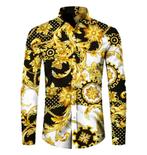 Heren barok overhemd 30 luxe gouden bloemen shirt zwart wit, Kleding | Heren, Verzenden, Nieuw
