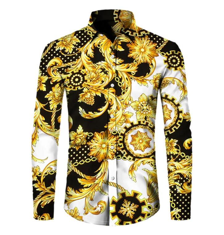Heren barok overhemd 30 luxe gouden bloemen shirt zwart wit, Kleding | Heren, Overhemden, Nieuw, Verzenden