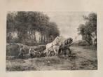 Gravure , prent Otto Erelman Friesland Boer met hooiwagen, Ophalen of Verzenden