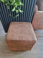 Bijzettafel / poef / hocker cognac in nette staat, Minder dan 50 cm, Rond, Minder dan 50 cm, Ophalen of Verzenden