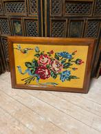Antiek geborduurd schilderij boeket met bloemen, Antiek en Kunst, Kunst | Schilderijen | Klassiek, Ophalen of Verzenden