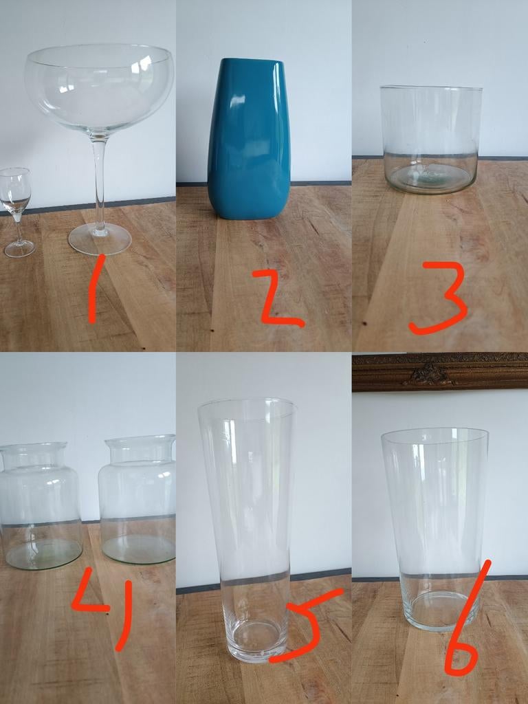 Meerdere grote glazen en vazen, Ophalen, Overige kleuren, Minder dan 50 cm, Glas