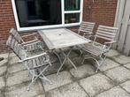 Brocant bistro opklapbare ijzeren tuinset, Tuin en Terras, Ophalen, 4 zitplaatsen, Gebruikt, Eettafel