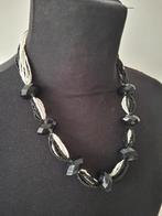 Vintage Chic Zwart Wit Kralen Ketting, Ophalen of Verzenden, Gebruikt, Zwart, Kunststof