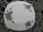6 Engelse Gebaksbordjes met paars/blauwe bloemetjes, Antiek en Kunst, Ophalen of Verzenden