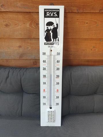 Prachtig oude emaille reclamebord met thermometer RVS beschikbaar voor biedingen