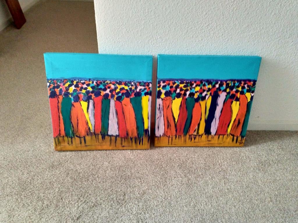 T.e.a.b. 'AFRIKA'.  30x30cm acryl op linnen. T.e.a.b, Antiek en Kunst, Kunst | Overige Kunst, Ophalen