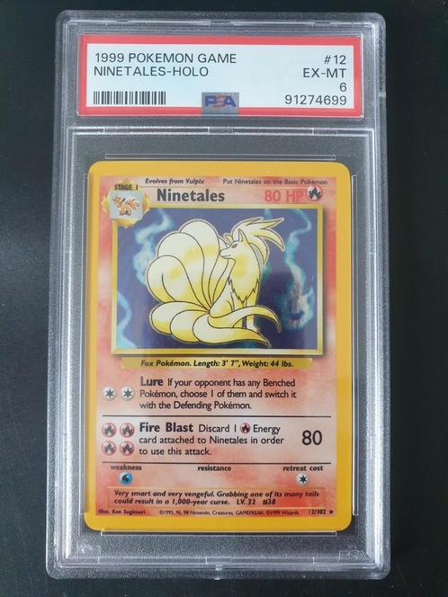 Ninetales holo 12/102 PSA 6, Hobby en Vrije tijd, Verzamelkaartspellen | Pokémon, Zo goed als nieuw, Losse kaart, Foil, Ophalen of Verzenden