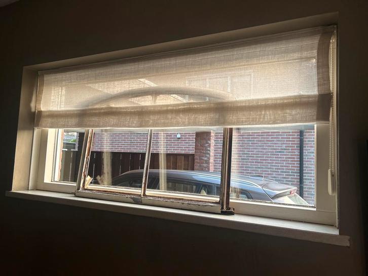Linnen vouwgordijn 145x56 cm, Huis en Inrichting, Stoffering | Gordijnen en Lamellen, Zo goed als nieuw, Minder dan 100 cm, 100 tot 150 cm