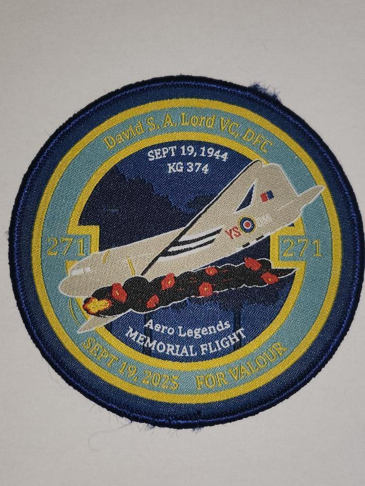 David Lord Memorial Flight Embleem Patch Market Garden C47, Verzamelen, Militaria | Algemeen, Landmacht, Foto of Poster, Nederland
