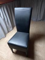 4 eetkamerstoelen  zwart leer, Ophalen, Gebruikt, Zwart, Leer