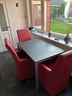 Keukentafel met 4 stoelen, Huis en Inrichting, Tafels | Eettafels, Ophalen, Overige materialen, Gebruikt, 100 tot 150 cm