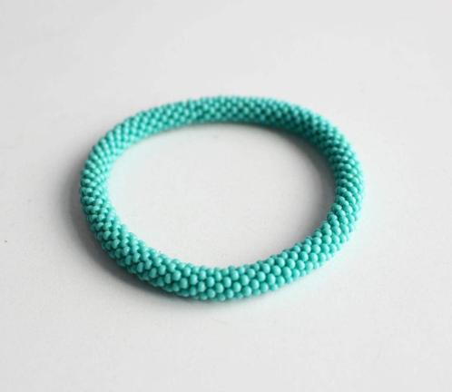 Glaskralen armband - zeeschuim groen - RB057, Sieraden, Tassen en Uiterlijk, Armbanden, Nieuw, Groen, Verzenden