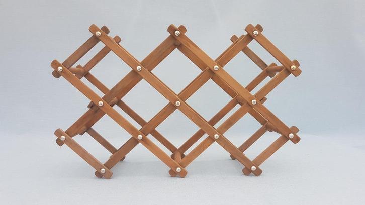 Inklapbaar houten wijnrek / flessenrek voor 10 flessen, Huis en Inrichting, Woonaccessoires | Wijnrekken, Gebruikt, Minder dan 50 cm