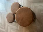 Set van 3 ronde poefjes, Ophalen, Gebruikt, Rond, Stof