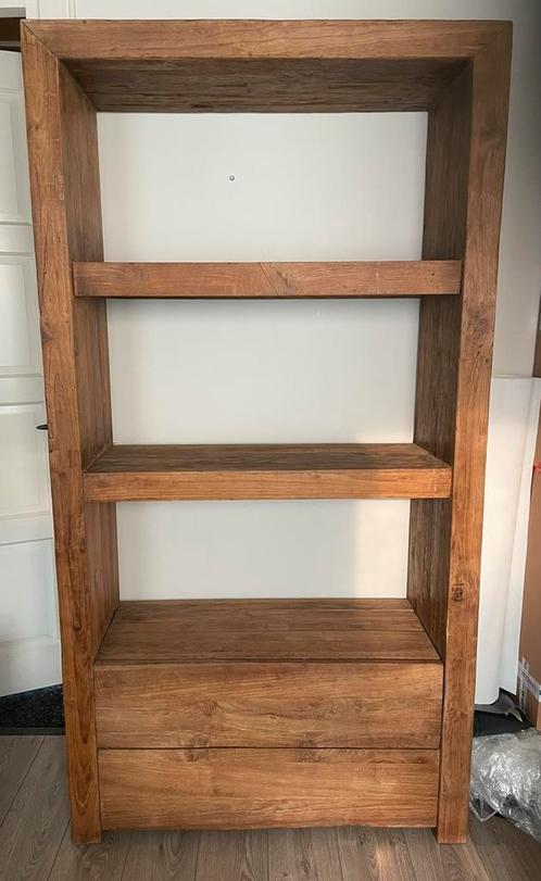Teak houten (boeken)kast, Huis en Inrichting, Kasten | Boekenkasten, Gebruikt, 200 cm of meer, 25 tot 50 cm, Ophalen