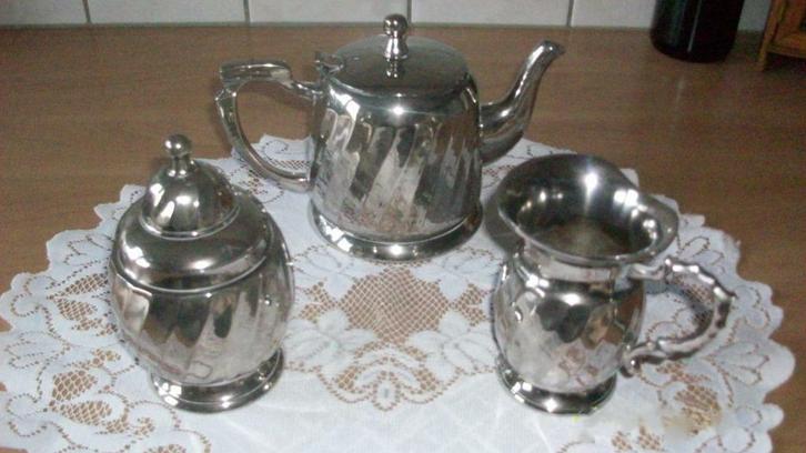 Verzilverd theesetje, Antiek en Kunst, Antiek | Goud en Zilver, Ophalen of Verzenden