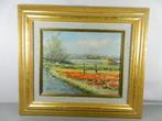 Keukenhof Lisse bollenvelden paneel Hans de Jong, Antiek en Kunst, Kunst | Schilderijen | Klassiek, Ophalen of Verzenden