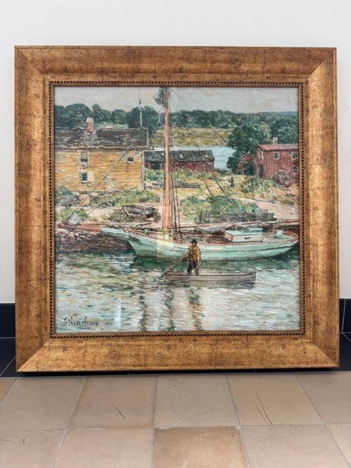 Childe Hassam Framed Print Oyster Sloop, Antiek en Kunst, Kunst | Schilderijen | Klassiek, Ophalen of Verzenden