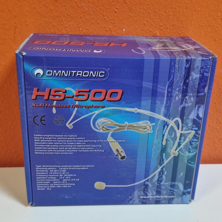 Omnitronic 13056015 HS-500 XLRHeadset-microfoon, Muziek en Instrumenten, Microfoons, Zo goed als nieuw