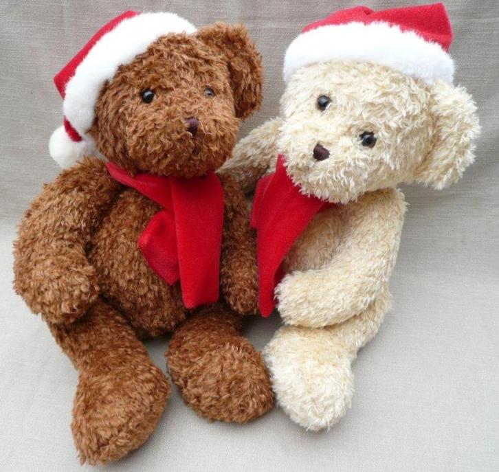 2 kerst beren (ca. 40 cm. lang), Verzamelen, Beren en Cherished Teddies, Gebruikt, Stoffen beer, Overige merken, Ophalen of Verzenden