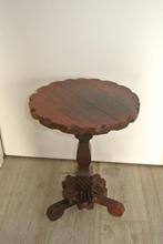 Bijzettafeltje Plantentafel Snijwerk Hand vervaardigd, Huis en Inrichting, Tafels | Bijzettafels, Ophalen of Verzenden, Rond, Hout
