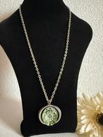 M264/ Grote R Tennismed Tinnen Vintage Glas ketting ZWEDEN, Sieraden, Tassen en Uiterlijk, Kettingen, Overige materialen, Gebruikt