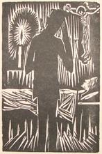 DE PLOEG Johan Dijkstra (1896-1978) Houtsnede 'Eerbied' 1925, Antiek en Kunst, Ophalen of Verzenden
