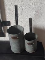 Zinken potjes /bakjes  ,"koperkleurige"labels"sleets !l, Ophalen of Verzenden