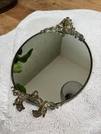 Ovale Messing Spiegel met Vrouwenhoofd antiek vintage retro, Antiek en Kunst, Antiek | Spiegels, Ophalen of Verzenden, Ovaal, Minder dan 50 cm