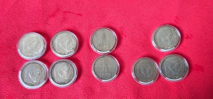 Duitse 2 (49x) en 5 (9x)Mark munten, Verzamelen, Militaria | Tweede Wereldoorlog, Duitsland, Ophalen of Verzenden