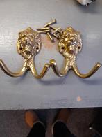 Twee vintage wandhaken met leeuwenkop, Antiek en Kunst, Ophalen of Verzenden