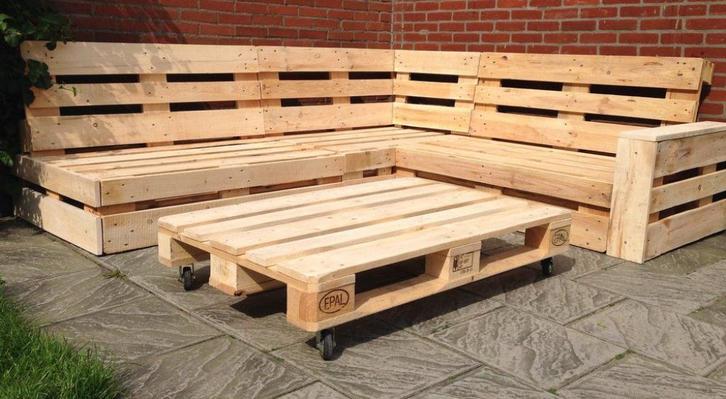 Europallet, euro pallet, eu pallet 80x120cm, Tuin en Terras, Tuinsets en Loungesets, Zo goed als nieuw, Hout, Bank, Bijzettafel