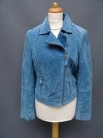ARMA WOMAN maat 42, blauw suede leren biker jasje., Kleding | Dames, ARMA WOMAN, Blauw, Maat 42/44 (L), Ophalen of Verzenden
