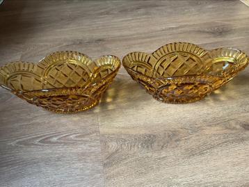 Art deco antiek vintage glas bloempot jardiniere amber oker beschikbaar voor biedingen
