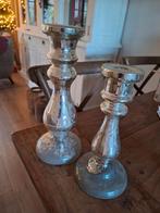 2 antieke zilverglas kandelaars, Ophalen, Glas