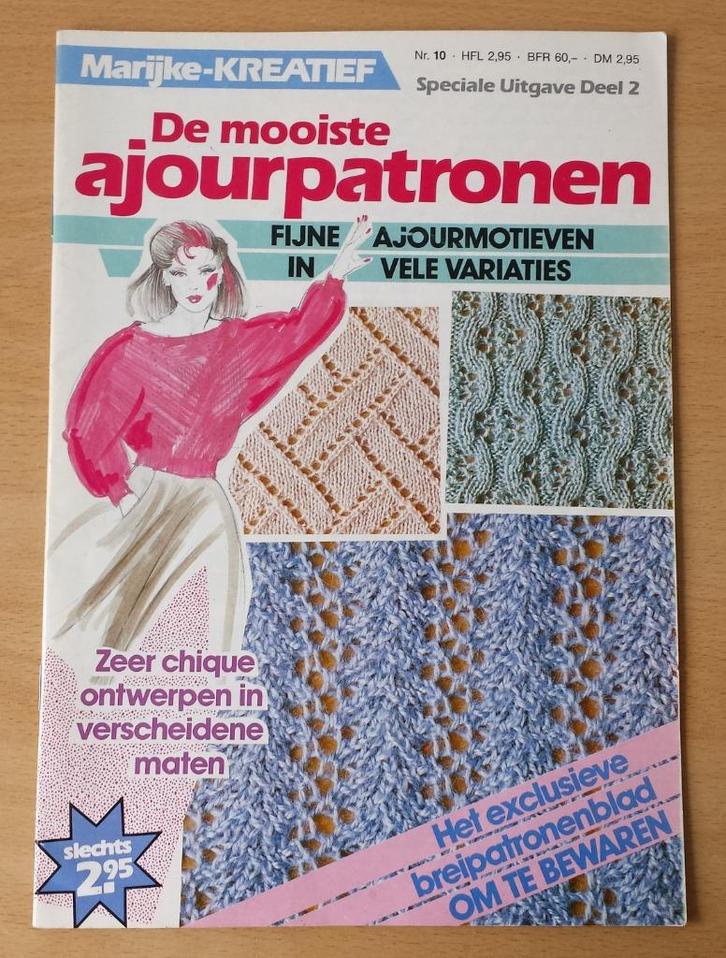 Breien - Marijke -De Mooiste Ajourpatronen - nr.10 - 1985, Hobby en Vrije tijd, Breien en Haken, Gebruikt, Breien, Patroon of Boek