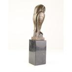 Bronzen beeld van een uil in Art Deco stijl op marmer sokkel, Ophalen of Verzenden